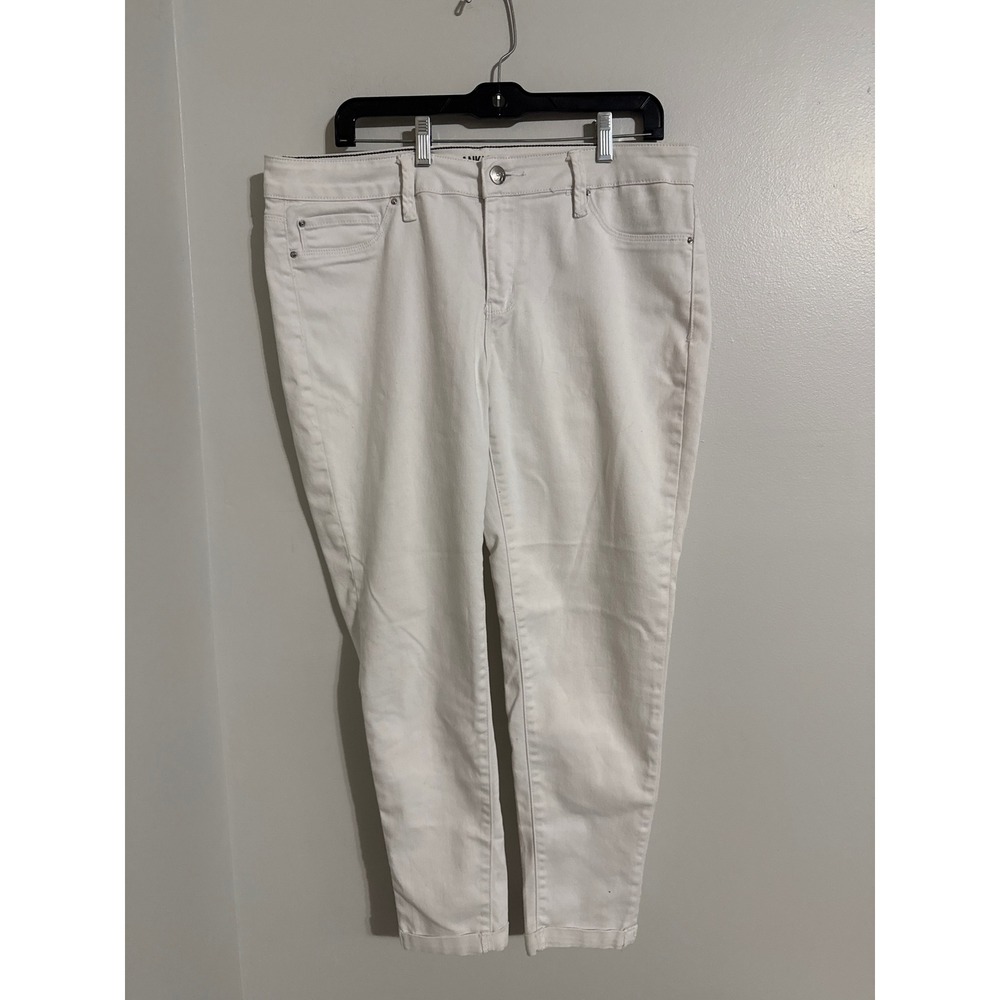 Royalty for Me Womens White Anklet Denim Skinny Jeans Size 14 Cuffed Stretch